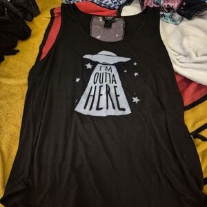 Hot Topic Black and White UFO Tank Top